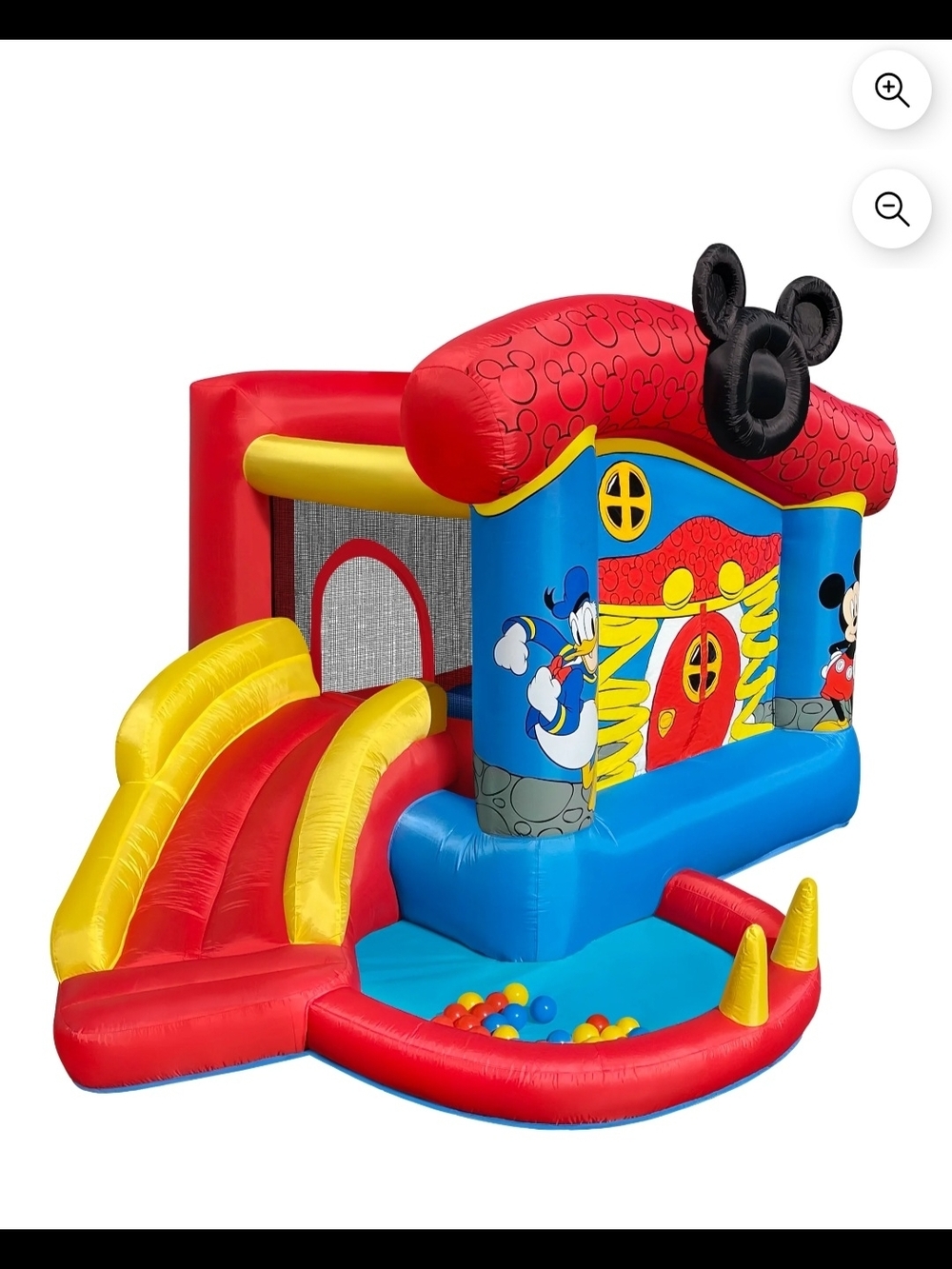 Inflatable Kids Bounce House with Slide and Ball Pit - Red, Yellow, Blue